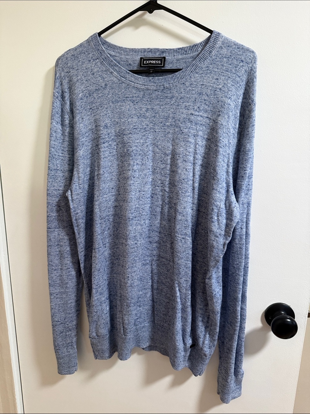 Express Men's Light Heather Blue Crewneck Sweater